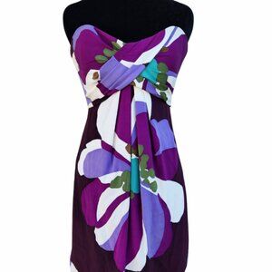 Y2K Nicole Miller studio vintage designer purple silk strapless dress